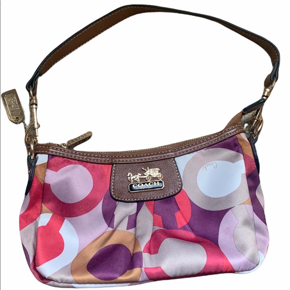 Coach Y2K Small Scarf Print Hobo Bag Leather